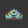 Colorful Stained Glass Leaf Decorative Art Sculpture With Wooden Base And Carved Frame