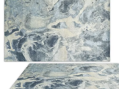 Modern Square Rug With Blue Gray Marbled Texture For Living Room 3d model