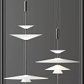 Modern Geometric Pendant Lights Hanging With White Shades On Dark Background