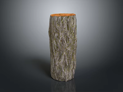 Rustic Wooden Stone Decorative Column In Tree Stump Shape With Texture 3d model