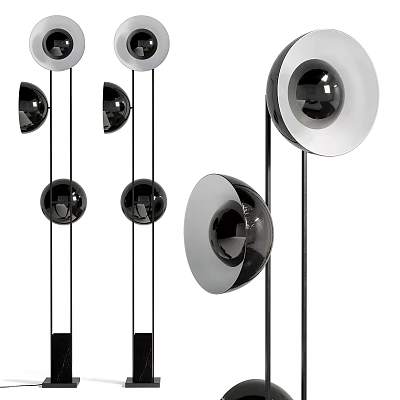 Modern Floor Lamp Design With Round Shade Metal Stand And Black Accents 3d model