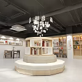 Community Reading Room Sound Reading Bookcase Bar Counter Bar Chair Casual Table and Chair Combination Tea Area 3d model