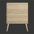 Modern Wooden TV Stand With Vertical Slatted Doors Open Shelf And Slim Legs
