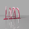 Modern Event Entrance Gate With Red And White Curved Arched Design Elements 3d model