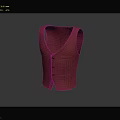 Red Wool Vest With Button Front And Slim Fit Design Featuring Front Pocket 3d model