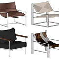 Modern Accent Chairs With Various Designs Leather Fabric And Metal Frames 3d model