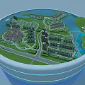Miniature Urban Planning Model With Residential Buildings Roads Green Spaces And Water