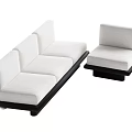 Modern White Sectional Sofa With Black Base And Matching Single Seat 3d model