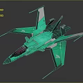 Green Fighter Jet With Distinctive Design And Details 3d model