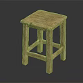 Rustic Solid Wood Stool With Simple Design And Square Seat Legs