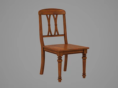 Traditional Wooden Dining Chair With Cross Back Design And Square Solid Wood Seat 3d model