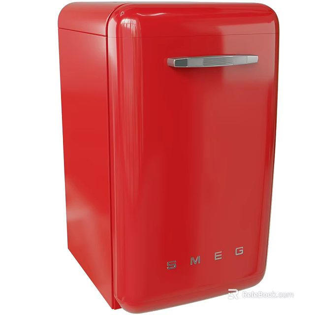 Red SMEG Refrigerator Freezer with Stylish Retro Design for Modern Kitchen Spaces 3d model 