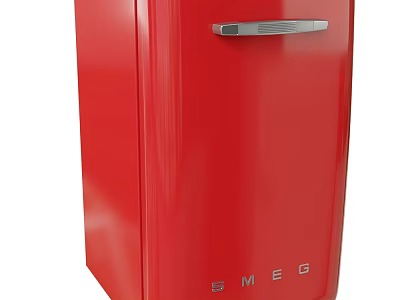 Red SMEG Refrigerator Freezer with Stylish Retro Design for Modern Kitchen Spaces 3d model