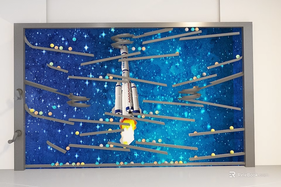 Kindergarten Interactive Starry Sky Activity Wall With Rocket Model And Tracks 3d model 