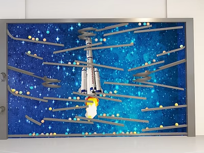 Kindergarten Interactive Starry Sky Activity Wall With Rocket Model And Tracks 3d model