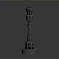 Vintage Street Lamp Design With Black Post Pointed Top Red Lantern And Yellow Light