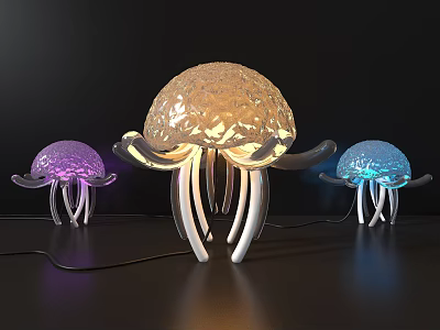 Unique Jellyfish Shaped Table Lamp With Colorful Glowing Design For Home Decor 3d model