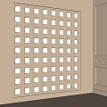 Light Colored Interior Partition With Square Hollow Design And Neatly Arranged Patterns 3d model