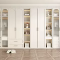 Modern White Wardrobe Interior With Glass Doors Drawers And Built in Lighting