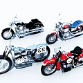 Four Vintage Classic Motorcycles Featuring Colorful Bodies And Retro Design Details