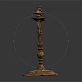 Antique Brass Candelabra With Ornate Design And Seven Candle Holders On Round Base