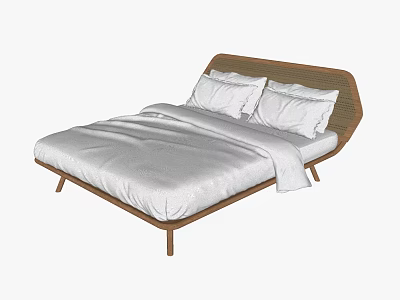 Modern Double Bed Homestay Double Bed 3d model