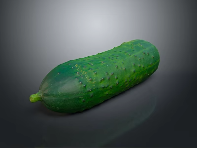 Fresh Green Whole Cucumber With Spiky Surface On Gray Background And Vibrant Look 3d model