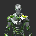 Game Movie Character Silver Metallic Robot With Green Glowing Accents And Futuristic Design
