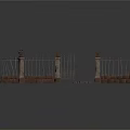 Ornate Iron Fence Structure With Stone Pillars Arched Design And Decorative Finials