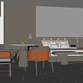 Modern Hotel Guest Room Interior With Comfortable Bed Nightstand And Table Lamp