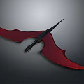 Flying Pterosaur With Red Wings And Black Body On Gray Background