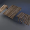Wooden Road Facilities With Planks For Pathway Construction And Durable Structure 3d model