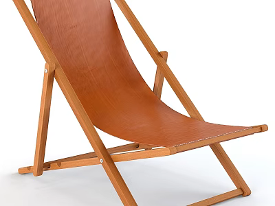Brown Leather Seat Wooden Frame Leisure Chair With Foldable Crossed Legs Design 3d model