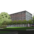 Modern Commercial Street With Contemporary Buildings Tree Lined Storefronts And Pedestrian Areas