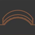 Red Wooden Arch Bridge Traditional Architecture Design With Curved Beams