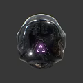 Futuristic Sci Fi Helmet With Metallic Surface Glowing Orange Lights And Circular Details