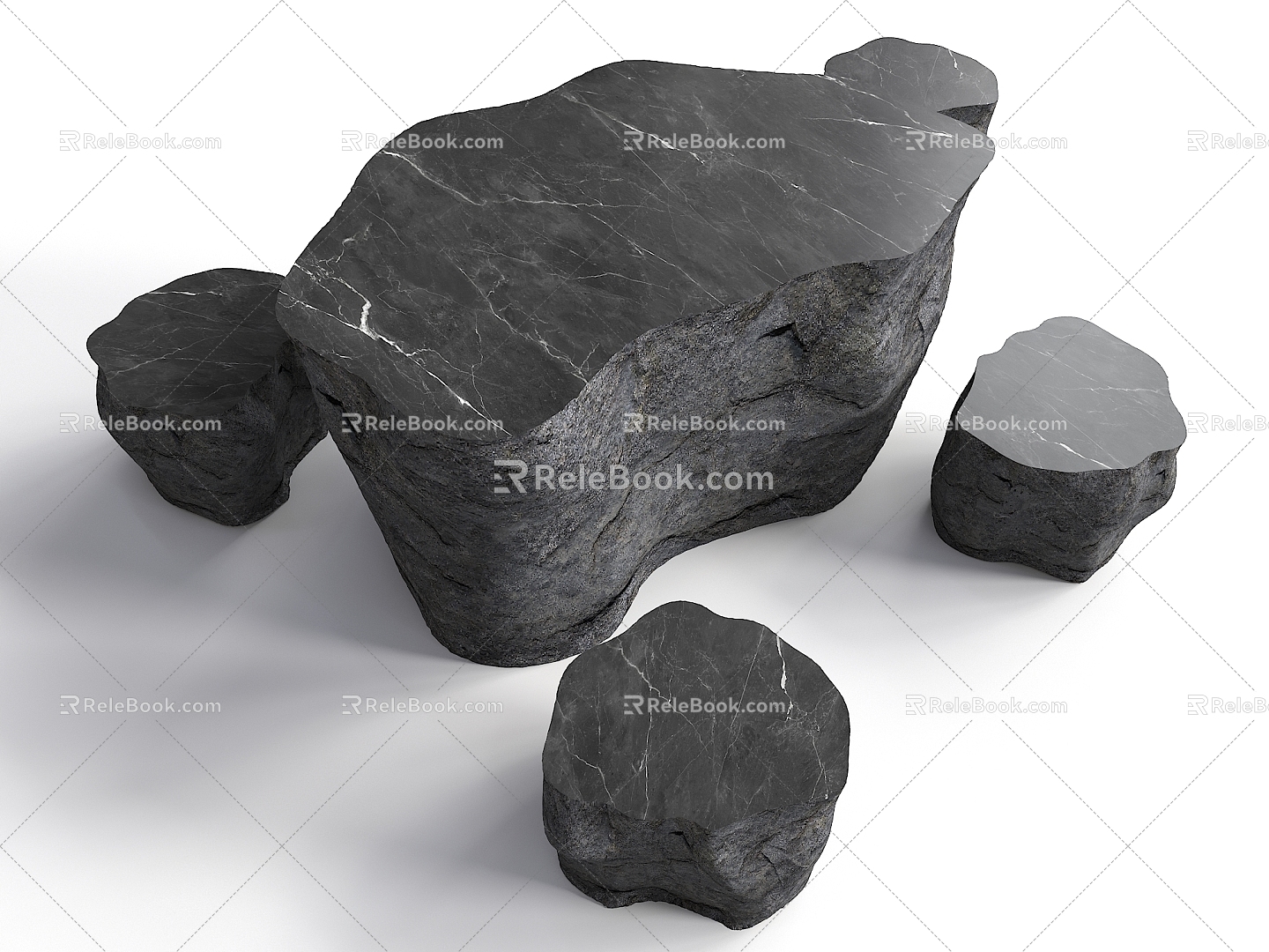 Outdoor Stone Coffee Table Stone Coffee Table Sitting Stool Combination Black Stone Coffee Table Outdoor Coffee Table Park Landscape Coffee Table Sparkies 3d model