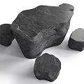 Park Landscape Featuring Natural Black Stones And Rock Decor Elements 3d model