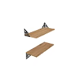 Modern Wooden Wall Shelves With Black Metal Brackets And Floating Design