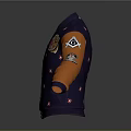 Stylish Purple Jacket With Orange Sleeves Star Patterns And Decorative Emblems