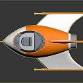 Futuristic Orange And White Spacecraft With Transparent Cockpit And Sleek Wings