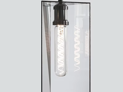 Modern Pendant Light With Black Metal Fixture Clear Glass Shade And Vintage Filament Bulb 3d model