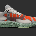 Gray Orange And Green Running Shoes With Mesh Upper And Cushioned Sole
