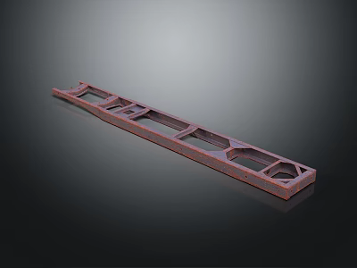 Industrial Metal Structural Component With Elongated Design Holes And Reflective Surface 3d model