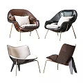 Modern Stylish Accent Chairs With Upholstered Seats And Metal Legs In Various Colors