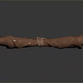 Soft Rolled Brown Fabric Napkin Tied With Natural Rope For Home Use