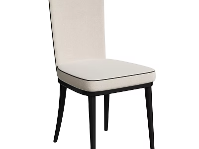 Modern Single Chair With Beige Fabric Seat Black Trim And Slender Legs 3d model