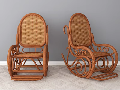 Brown Wicker Leisure Chairs With Curved Arms And Elegant Design For Home Decor 3d model