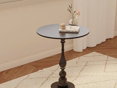 Elegant Retro Dark Round Side Table For Warm Cozy Living Room Corner Home Decor 3d model