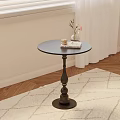 Elegant Retro Dark Round Side Table For Warm Cozy Living Room Corner Home Decor